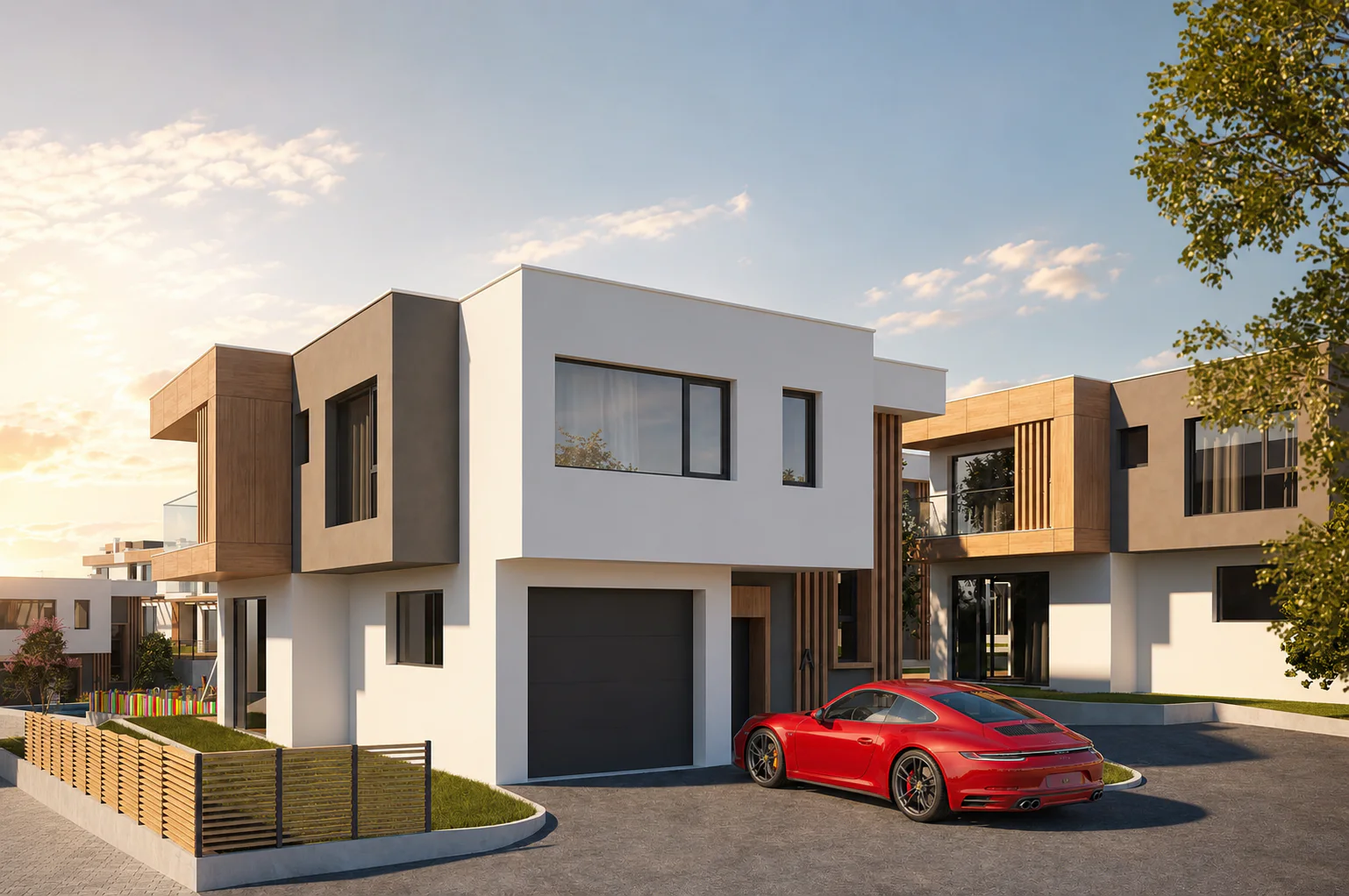 Архитектурна визуализация на двуетажна къща тип A в Calista Village